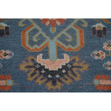 Transitional Blue Oushak Runner Rug Hand-Knotted Wool Carpet - 2'6"x 9'10"