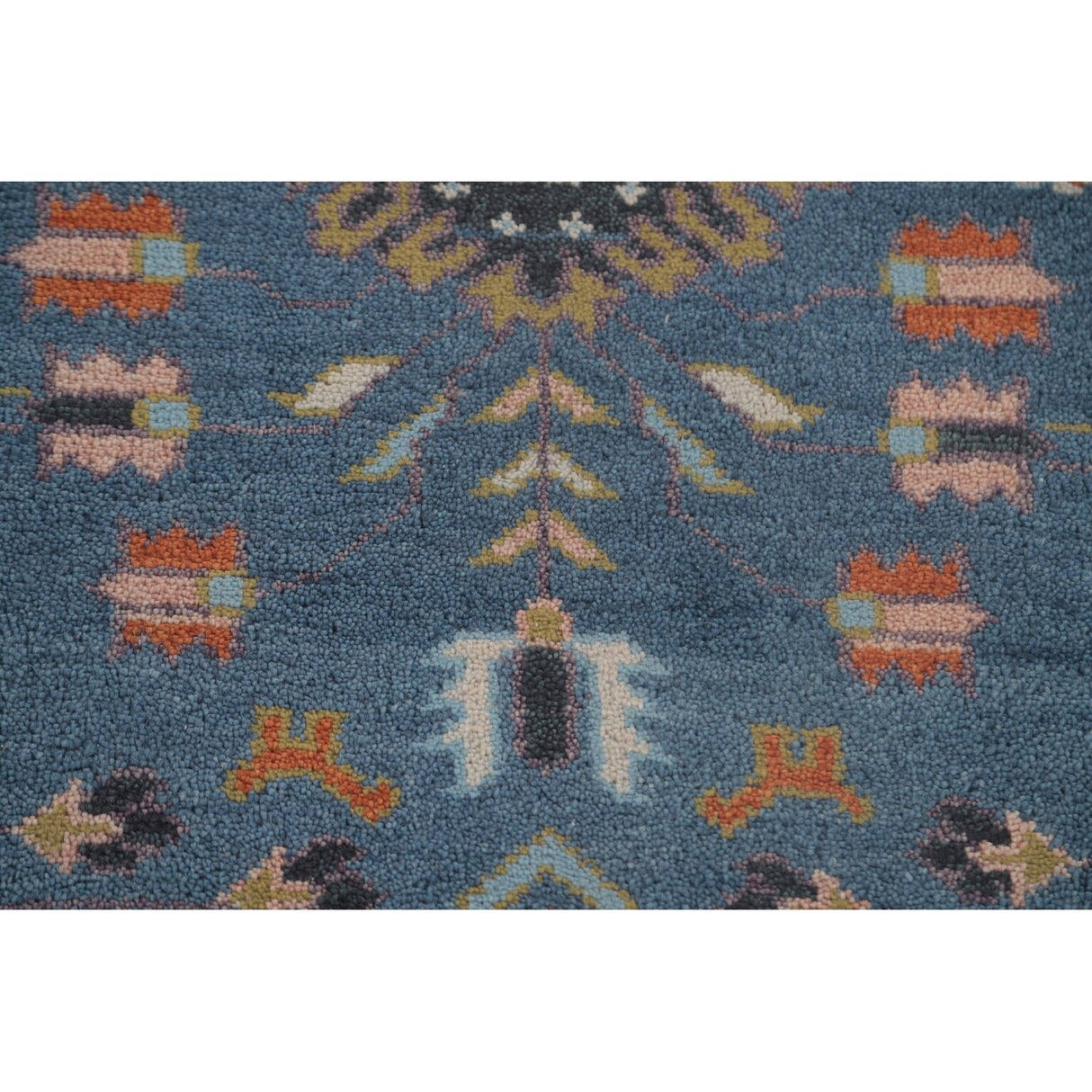 Transitional Blue Oushak Runner Rug Hand-Knotted Wool Carpet - 2'6"x 9'10"