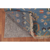 Transitional Blue Oushak Runner Rug Hand-Knotted Wool Carpet - 2'6"x 9'10"