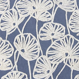 Transitional Cotton Pillow with Floral Embroidery, Blue and White