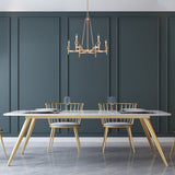 Transitional Distressed Gold Candle Chandelier 6-light Metal Dimmable Adjustable Ceiling Light - Distressed Gold - D25"x H 25"
