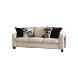 Transitional Fabric Upholstered Wooden Sofa with Angled Arms, White