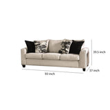 Transitional Fabric Upholstered Wooden Sofa with Angled Arms, White