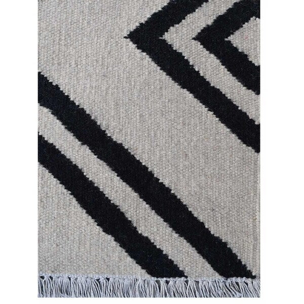 Transitional Flatweave Geometric Kilim Carpet Indian Oriental Area Rug - 5' x 8'