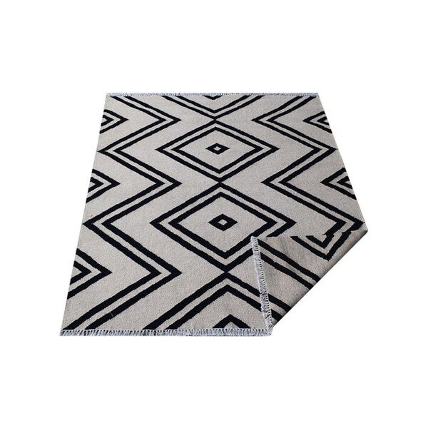 Transitional Flatweave Geometric Kilim Carpet Indian Oriental Area Rug - 5' x 8'