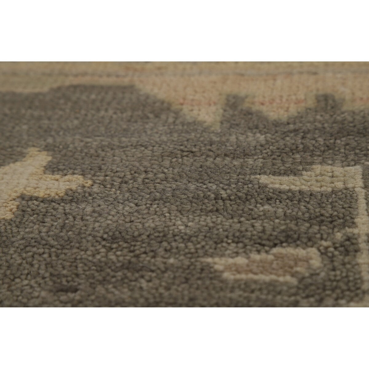 Transitional Grey Oushak Indian Area Rug Hand-Knotted Wool Carpet - 8'3" x 9'10"