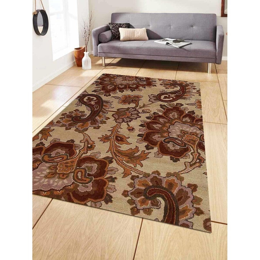 Transitional Paisley Hand Tufted Carpet Indian Oriental Wool Area Rug