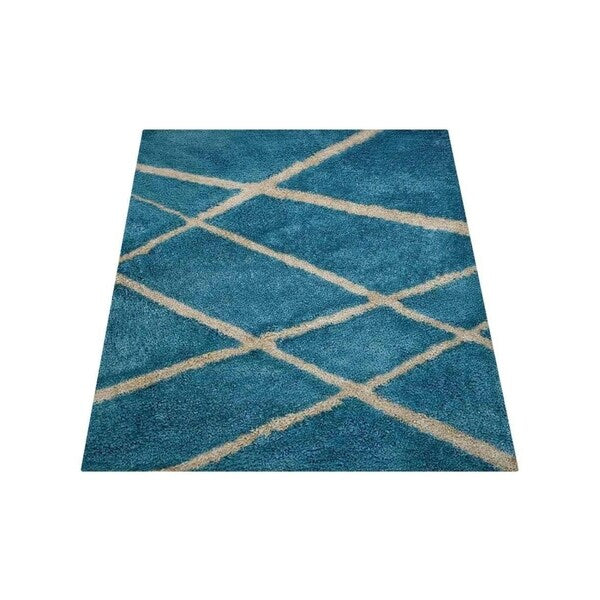 Transitional Striped Shag Carpet Indian Oriental Hand Tufted Area Rug