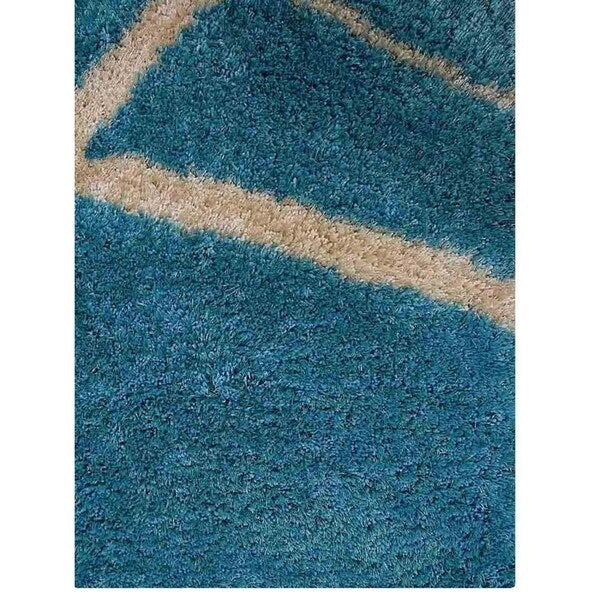 Transitional Striped Shag Carpet Indian Oriental Hand Tufted Area Rug