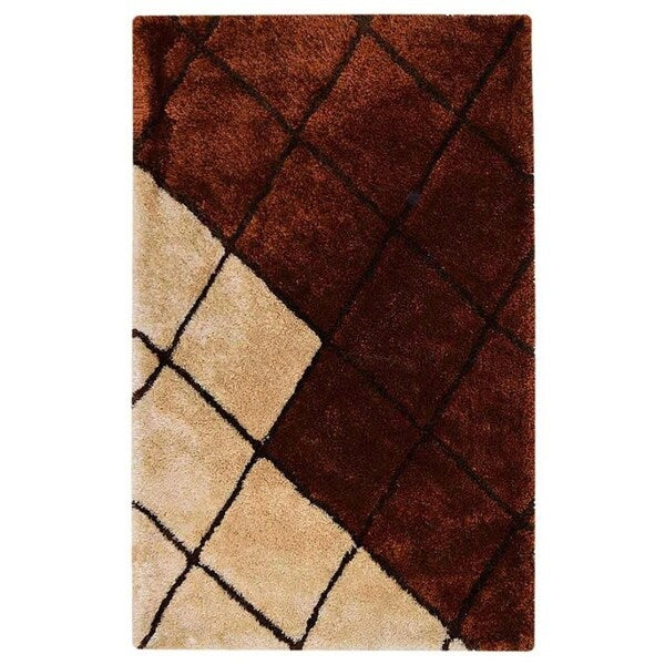 Transitional Striped Shag Carpet Indian Oriental Hand Tufted Area Rug