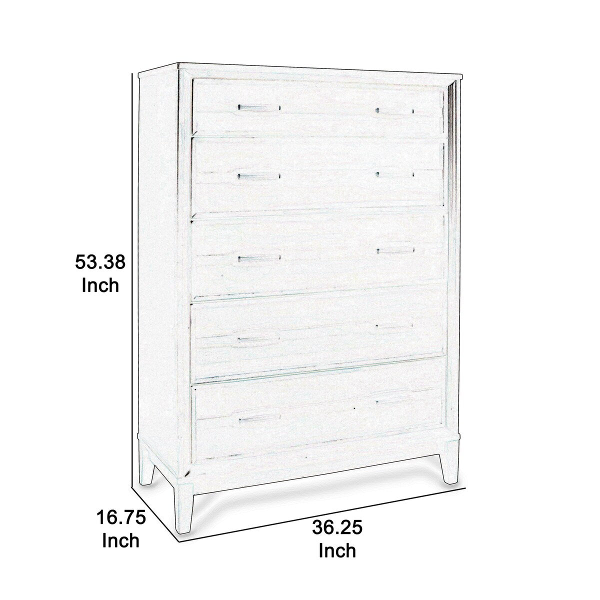 Transitional Style 5 Drawer Wood Chest with Dual Bar Handles, Walnut Brown