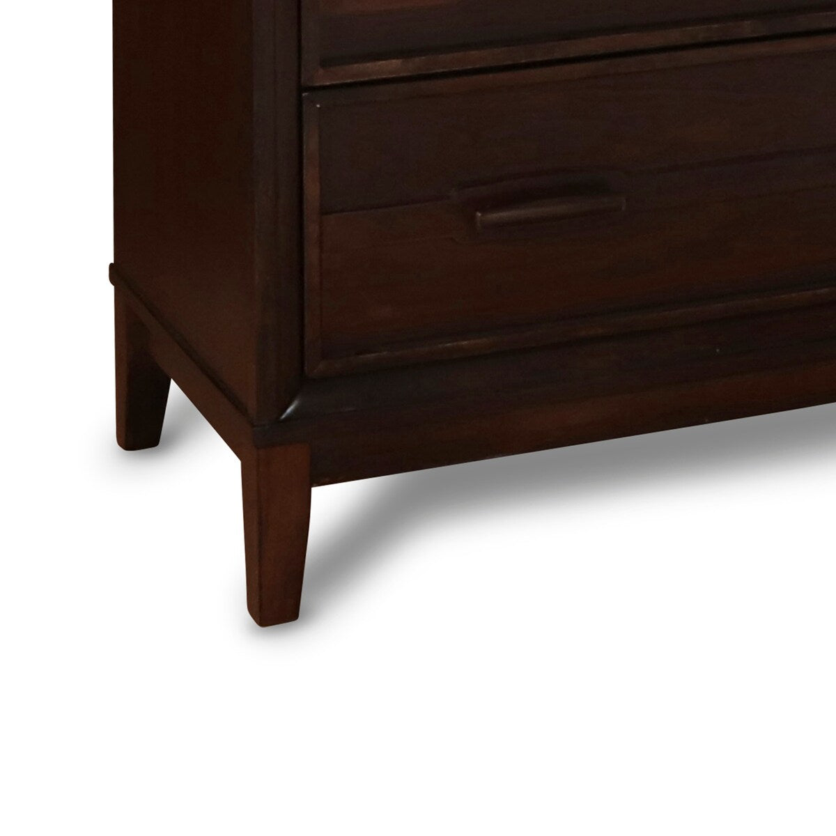 Transitional Style 5 Drawer Wood Chest with Dual Bar Handles, Walnut Brown