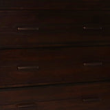 Transitional Style 5 Drawer Wood Chest with Dual Bar Handles, Walnut Brown