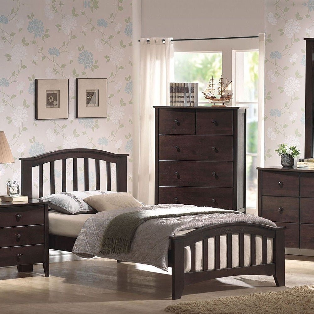 Transitional Style Twin Bed with No Box Spring Required