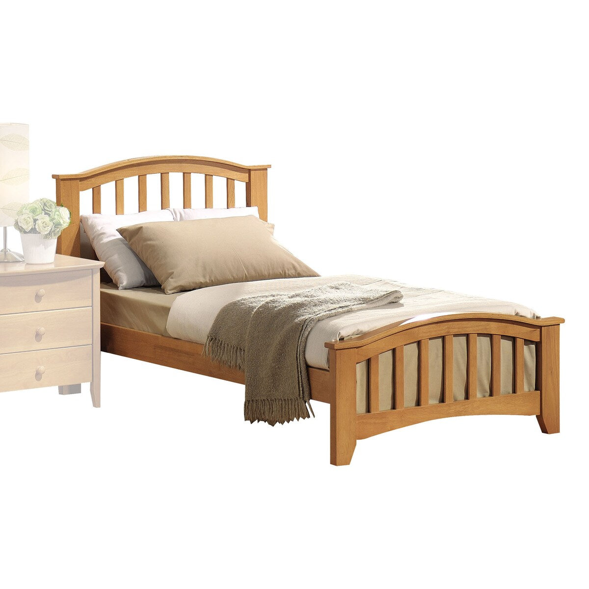 Transitional Style Twin Bed with No Box Spring Required