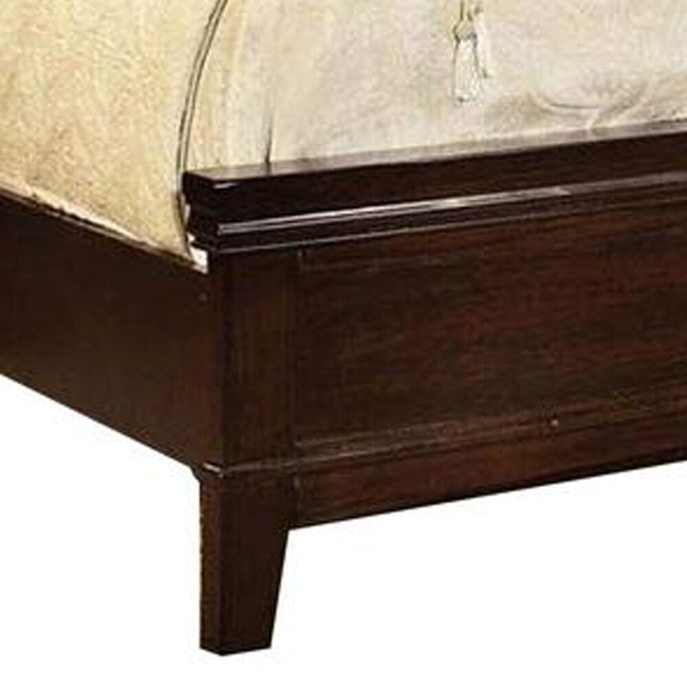 Transitional Style Wooden Queen Sized Bed with Tapered Legs, Brown
