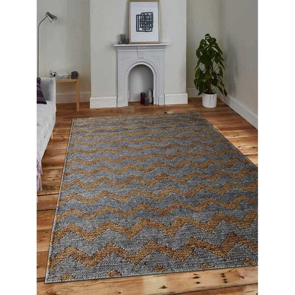 Transitional Sumak Carpet Hand Made Chevron Indian Oriental Area Rug - 4' x 6'