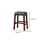 Transitional Wooden Bar Stool with Nailhead Trims, Brown and Gray