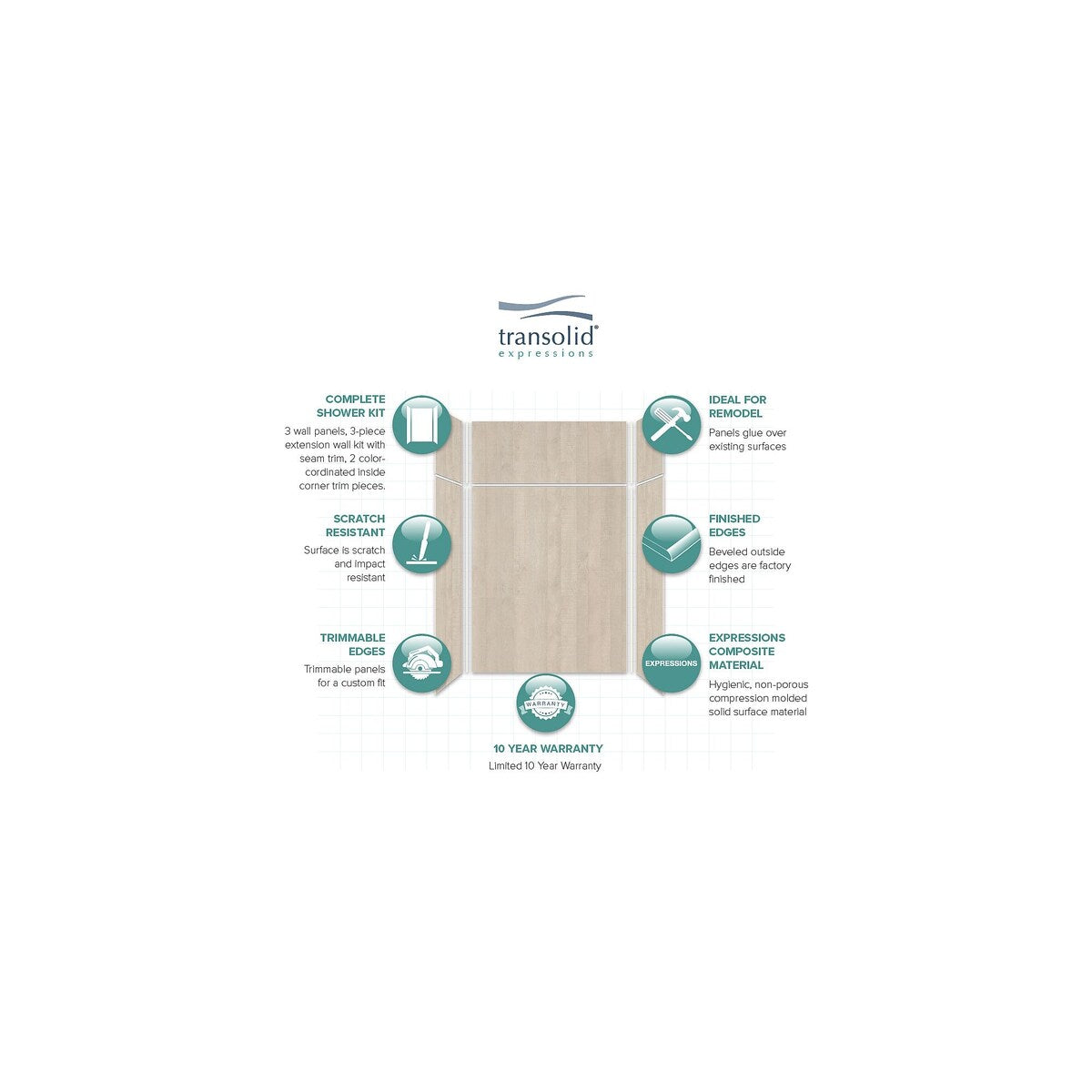 Transolid Expressions 32-in X 60-in X 96-in Glue to Wall Shower/Walls - 60" x 32" x 96"