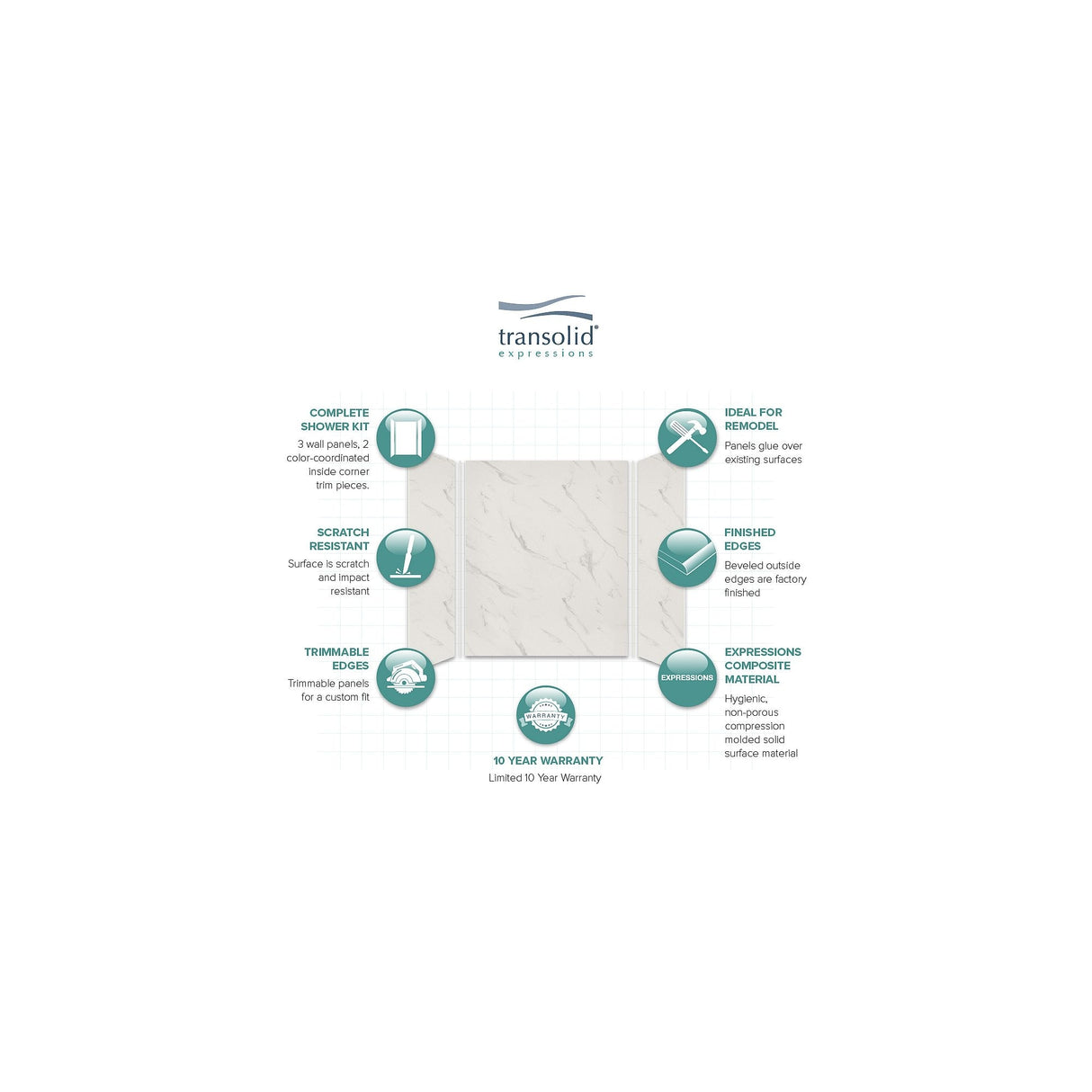 Transolid Expressions 48-in X 60-in X 72-in Glue to Wall Shower/Walls - 60" x 48" x 72"