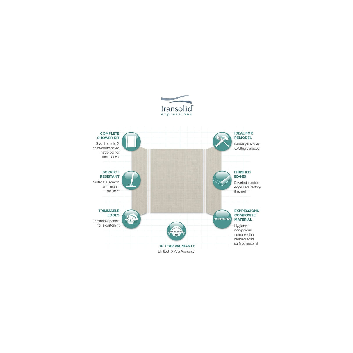 Transolid Expressions 48-in X 60-in X 72-in Glue to Wall Shower/Walls - 60" x 48" x 72"