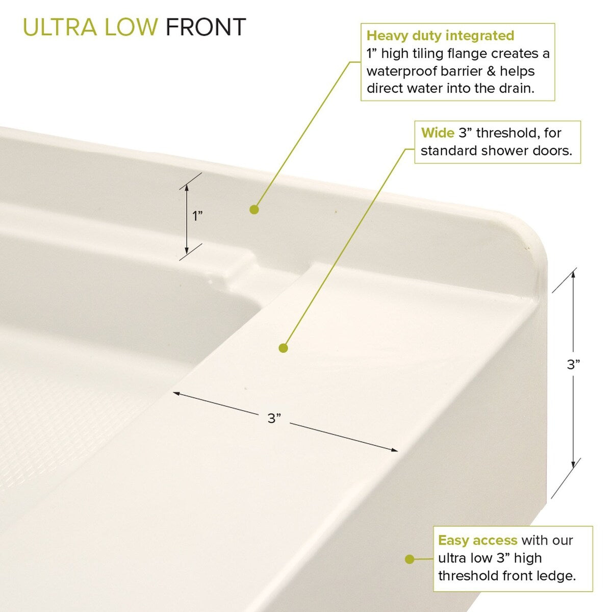 Transolid FL4836C-31 Linear 48-in L x 36-in W Single Threshold Shower Base with a Center Drain - 48-in L x 36-in W