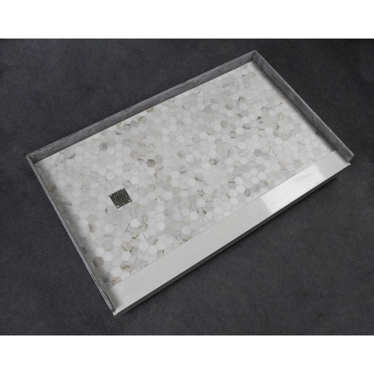 Transolid FPT6036C-HO 60-in x 36-in Pre-Tiled Shower Base with Center - 60-in x 36-in