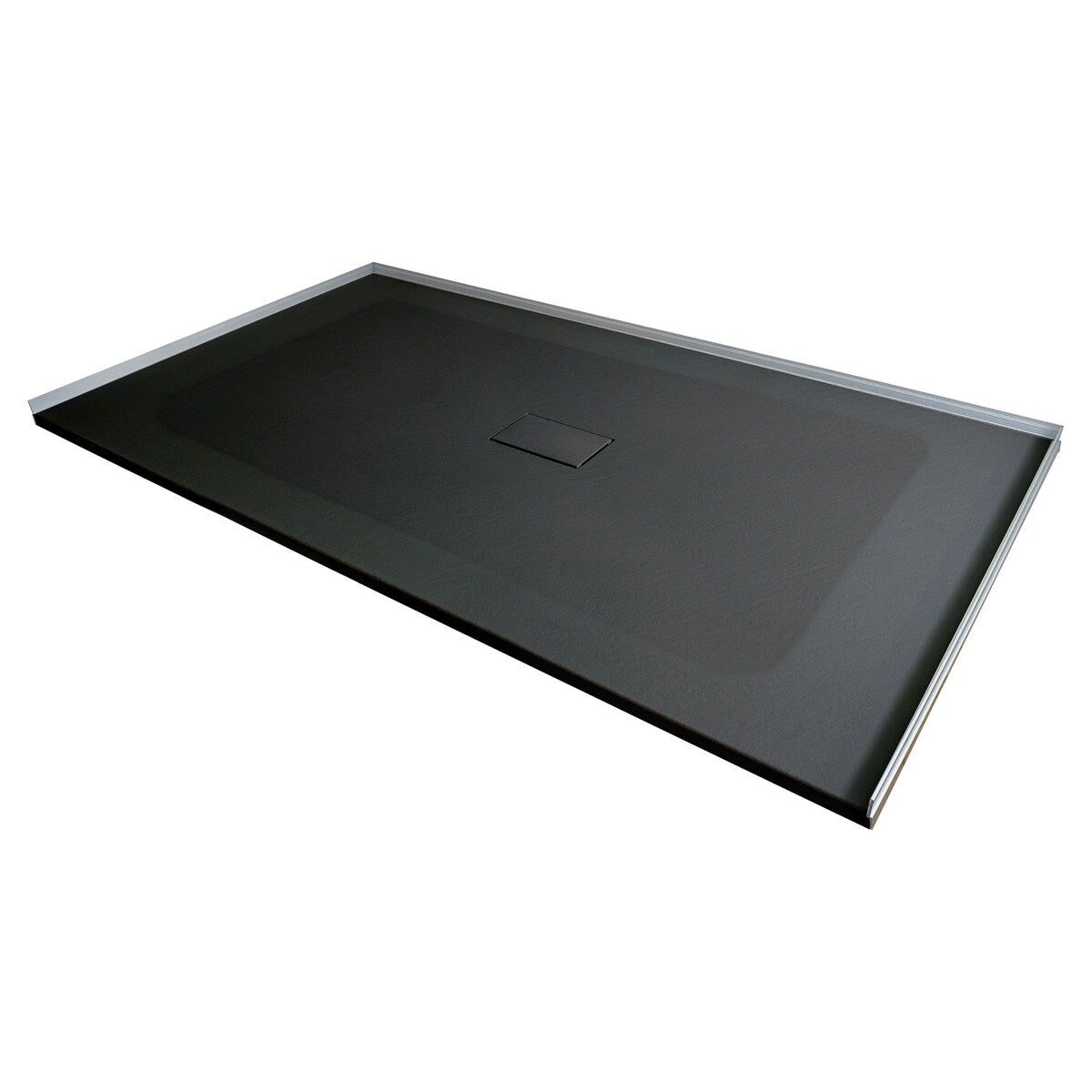 63-in L x 39.4-in W Zero Threshold Center Drain Shower Base, Black - 63-in L x 39.4-in W - 63-in L x 39.4-in W