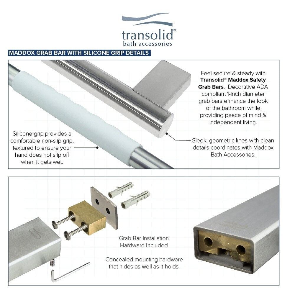 Transolid Maddox Grab Bar with White Rubber Handle