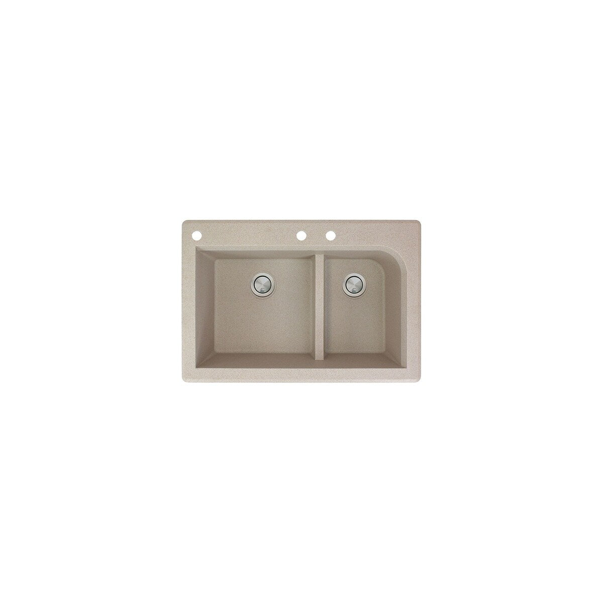 Transolid Radius 33in x 22in silQ Granite Drop-in Double Bowl Kitchen Sink with 1 Pre-Drilled Faucet Hole