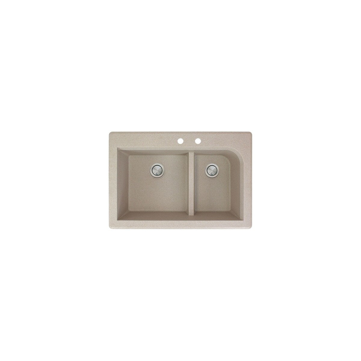 Transolid Radius 33in x 22in silQ Granite Drop-in Double Bowl Kitchen Sink with 1 Pre-Drilled Faucet Hole