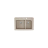 Transolid Radius 33in x 22in silQ Granite Drop-in Double Bowl Kitchen Sink with 1 Pre-Drilled Faucet Hole