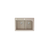 Transolid Radius 33in x 22in silQ Granite Drop-in Double Bowl Kitchen Sink with 1 Pre-Drilled Faucet Hole