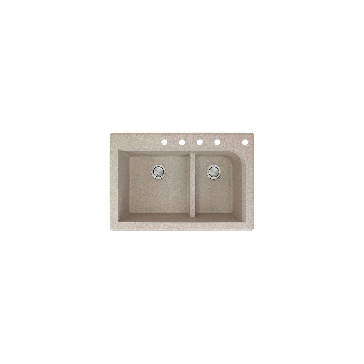 Transolid Radius 33in x 22in silQ Granite Drop-in Double Bowl Kitchen Sink with 1 Pre-Drilled Faucet Hole