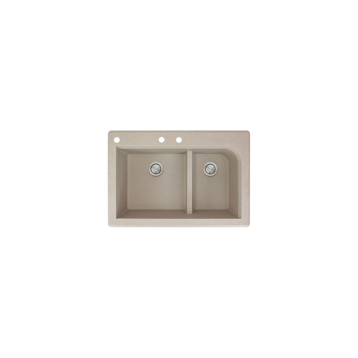Transolid Radius 33in x 22in silQ Granite Drop-in Double Bowl Kitchen Sink with 1 Pre-Drilled Faucet Hole