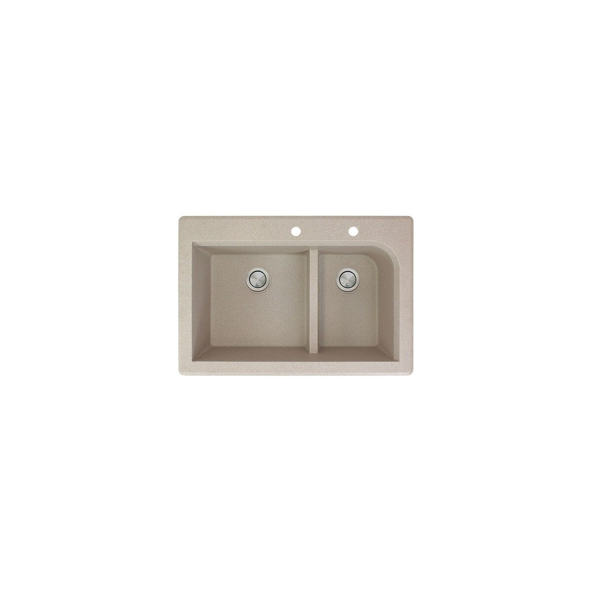 Transolid Radius 33in x 22in silQ Granite Drop-in Double Bowl Kitchen Sink with 1 Pre-Drilled Faucet Hole