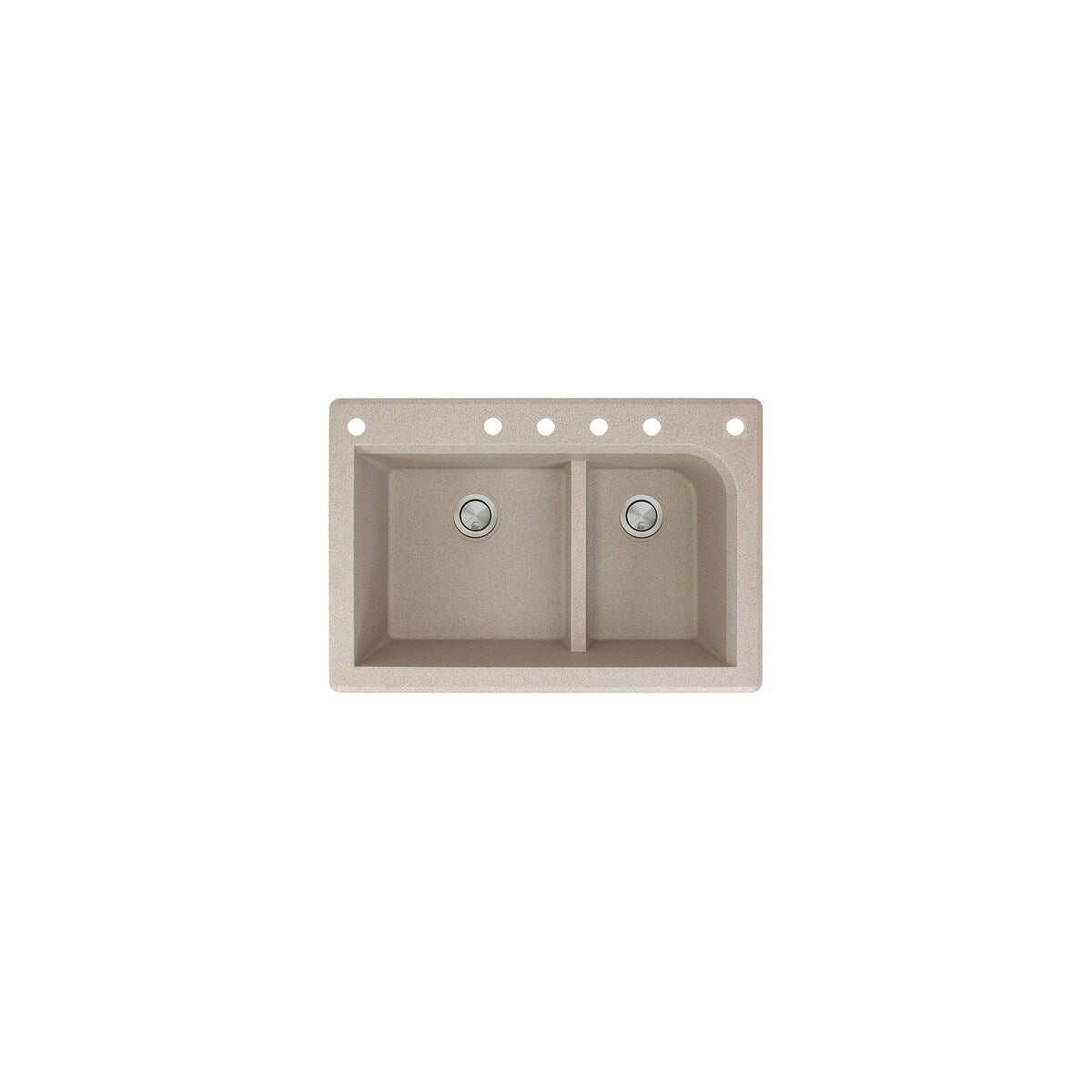 Transolid Radius 33in x 22in silQ Granite Drop-in Double Bowl Kitchen Sink with 1 Pre-Drilled Faucet Hole