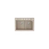 Transolid Radius 33in x 22in silQ Granite Drop-in Double Bowl Kitchen Sink with 1 Pre-Drilled Faucet Hole