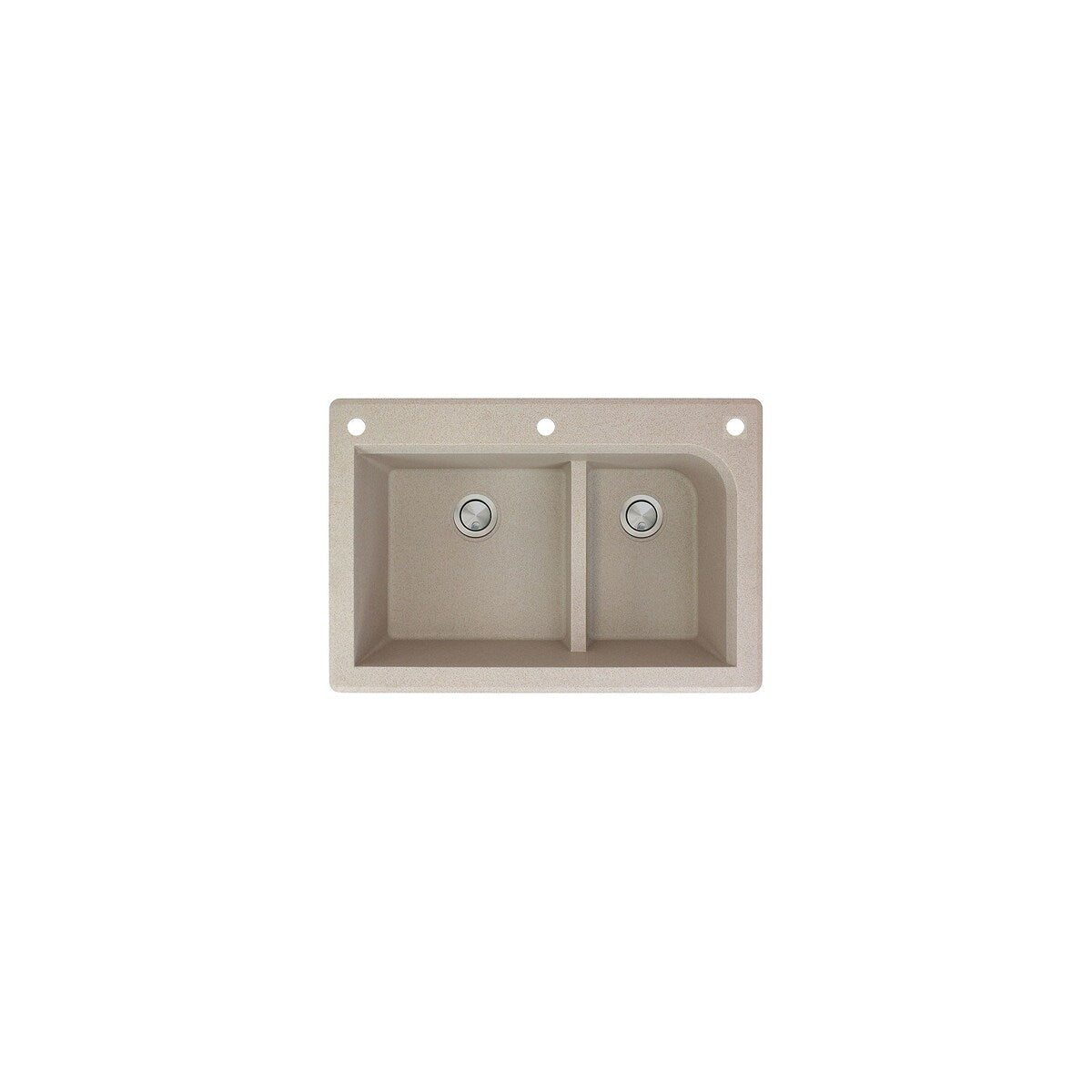 Transolid Radius 33in x 22in silQ Granite Drop-in Double Bowl Kitchen Sink with 1 Pre-Drilled Faucet Hole