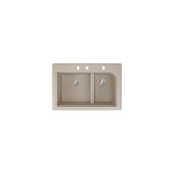 Transolid Radius 33in x 22in silQ Granite Drop-in Double Bowl Kitchen Sink with 1 Pre-Drilled Faucet Hole