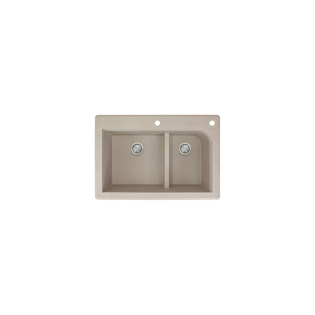 Transolid Radius 33in x 22in silQ Granite Drop-in Double Bowl Kitchen Sink with 1 Pre-Drilled Faucet Hole