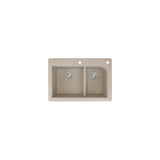 Transolid Radius 33in x 22in silQ Granite Drop-in Double Bowl Kitchen Sink with 1 Pre-Drilled Faucet Hole