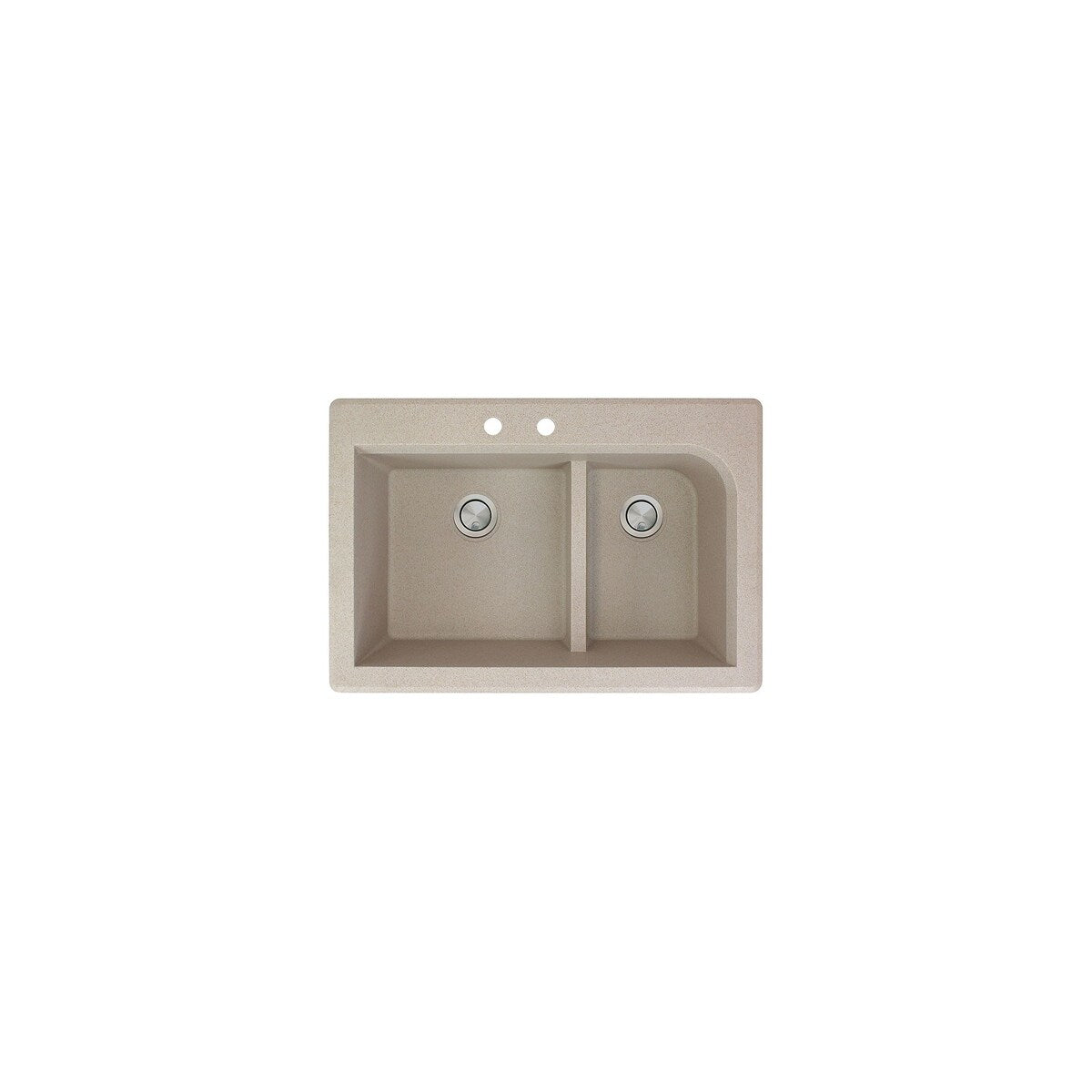 Transolid Radius 33in x 22in silQ Granite Drop-in Double Bowl Kitchen Sink with 1 Pre-Drilled Faucet Hole