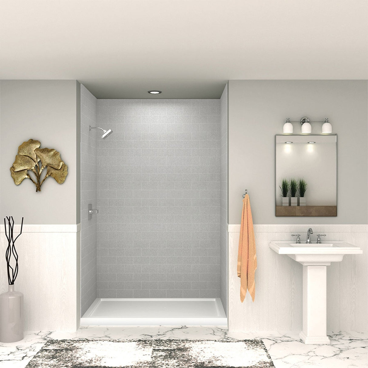 Transolid SaraMar 36-In X 60-In X 96-In Glue to Wall Shower Walls - 60" x 36" x 96" - 60" x 36" x 96"