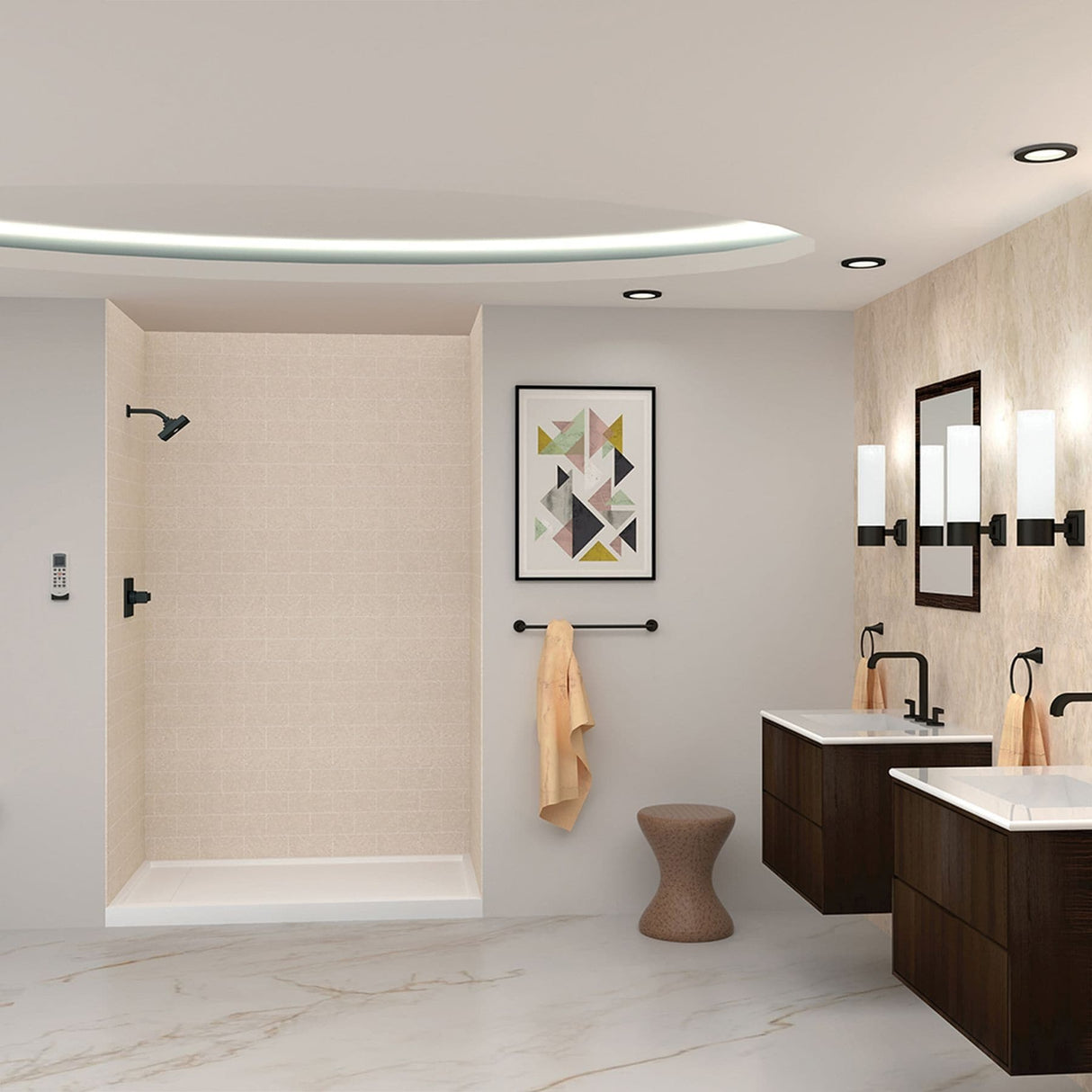 Transolid SaraMar 36-In X 60-In X 96-In Glue to Wall Shower Walls - 60" x 36" x 96" - 60" x 36" x 96"