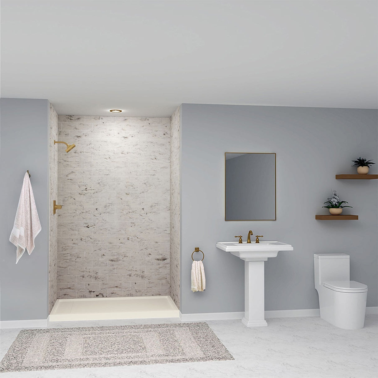 Transolid SaraMar 36-In X 60-In X 96-In Glue to Wall Shower Walls - 60" x 36" x 96" - 60" x 36" x 96"