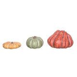Transpac Ceramic 8 in. Multicolor Harvest Squat Pumpkin Set of 3 - Light Gray/Orange/Pink