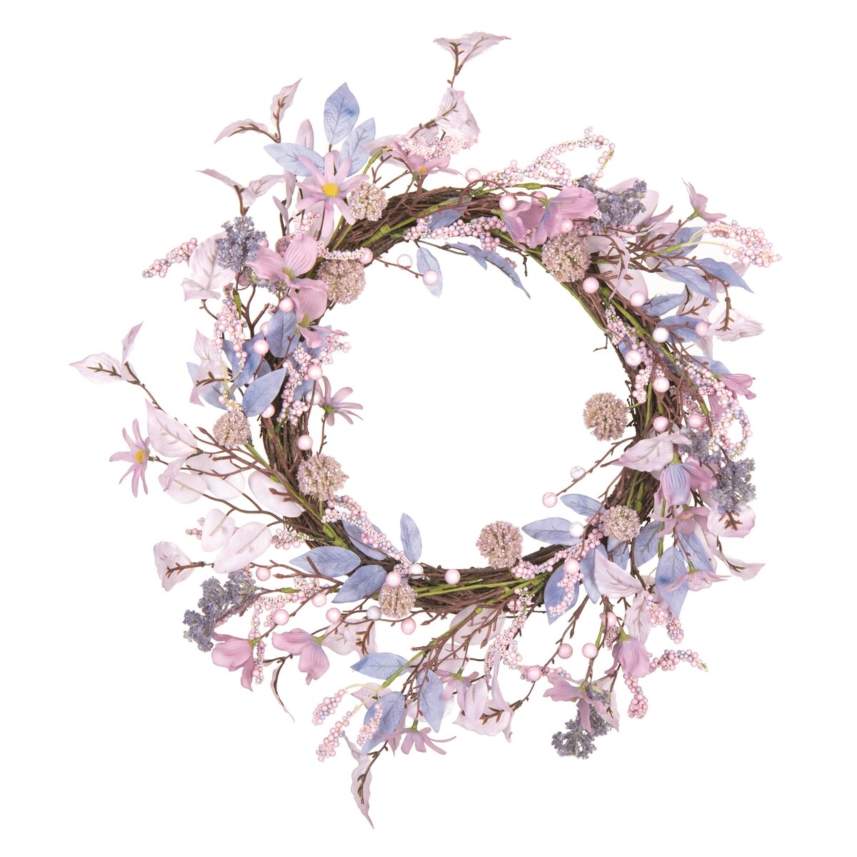 Transpac Fabric/Canvas 22" Multicolor Easter Floral Ethereal Lavender Wreath