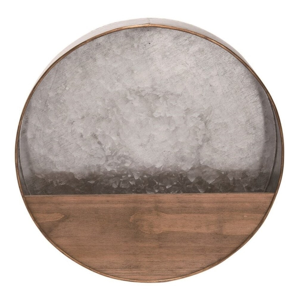 Transpac Metal 18 in. Silver Spring Circular Wall Planter