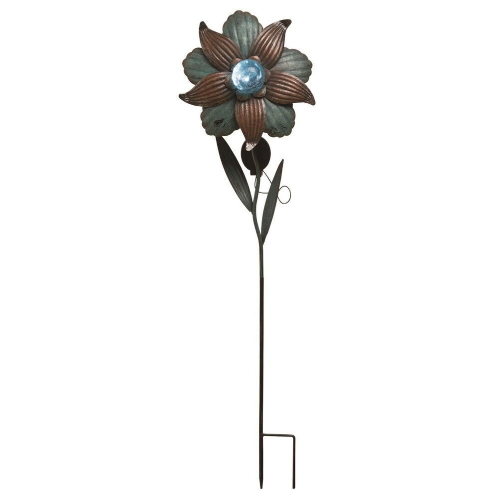 Transpac Metal 38 in. Bronze Easter Solar Patina Flower Yard Stake